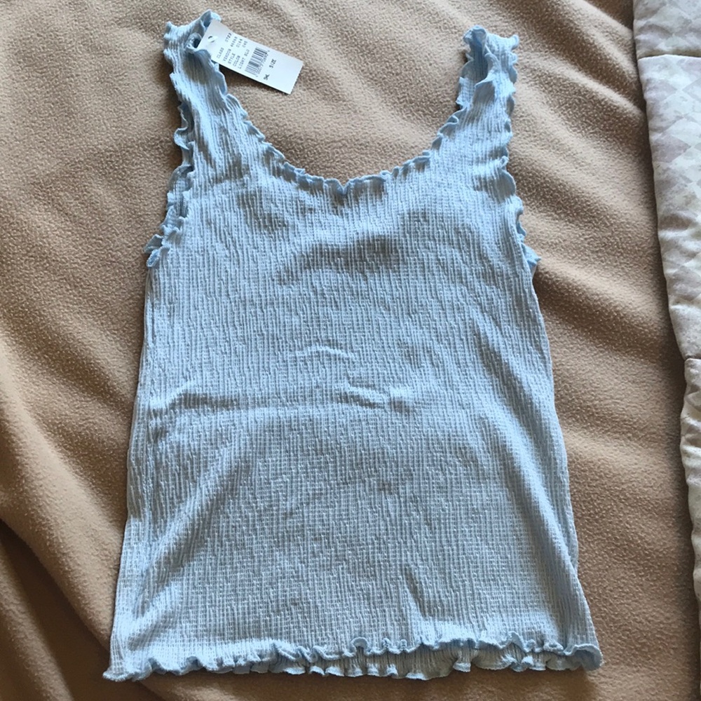 Light Blue Ruffle Tank Top